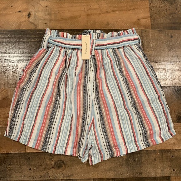 Francesca’s Paper-bag Stripped Shorts Size L - Picture 5 of 8